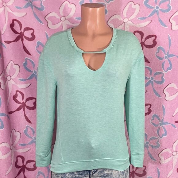 Juicy Couture Cutout Sweatshirt Shirt Top Aquamarine Size Extra Small XS - Picture 1 of 7